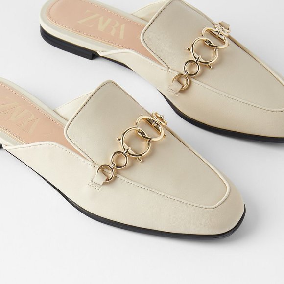 Zara Shoes - Zara Beige Mule Loafers